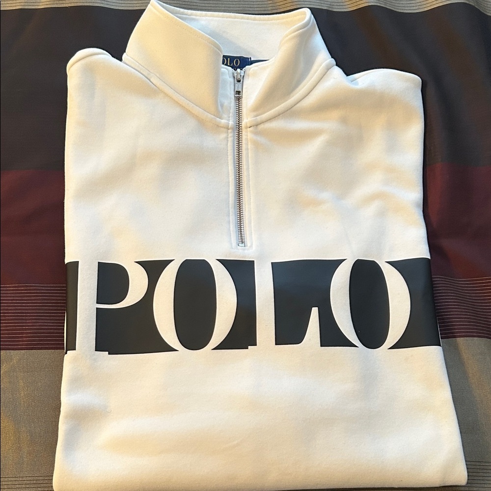 Men’s Polo by Ralph Lauren White Sweatshirt with Black Logo